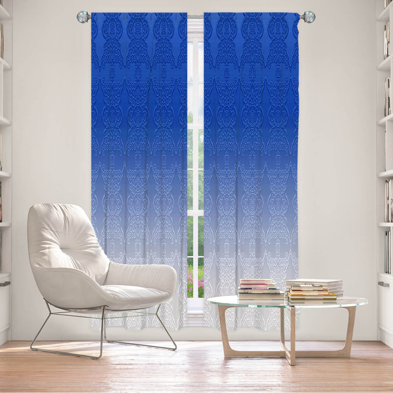 Vandela Room Darkening Curtain Pair, 20" W x 52" L, Blue/Light/Blue/White