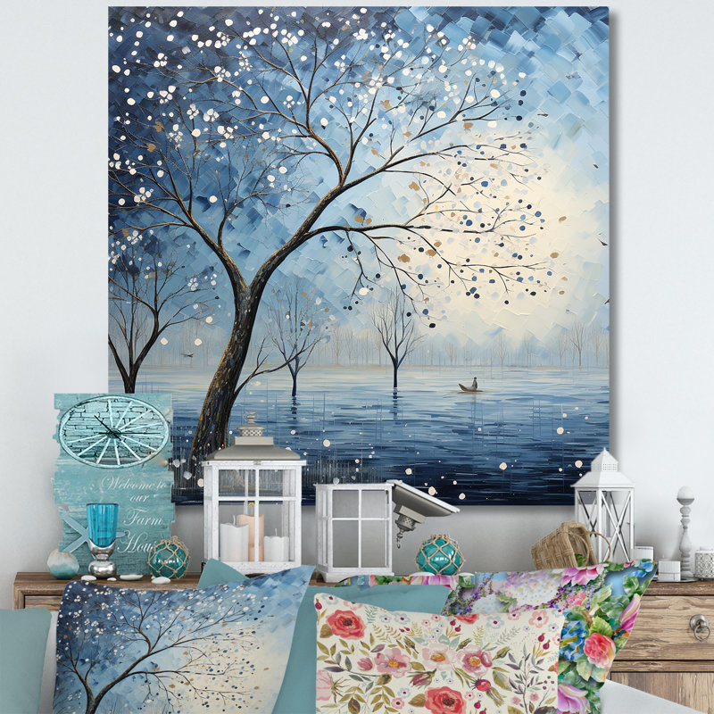 «Blue Forest Tranquility In Winter II», art mural fruits, Toile tendue, H 16 po x l 16 po x P 1 po
