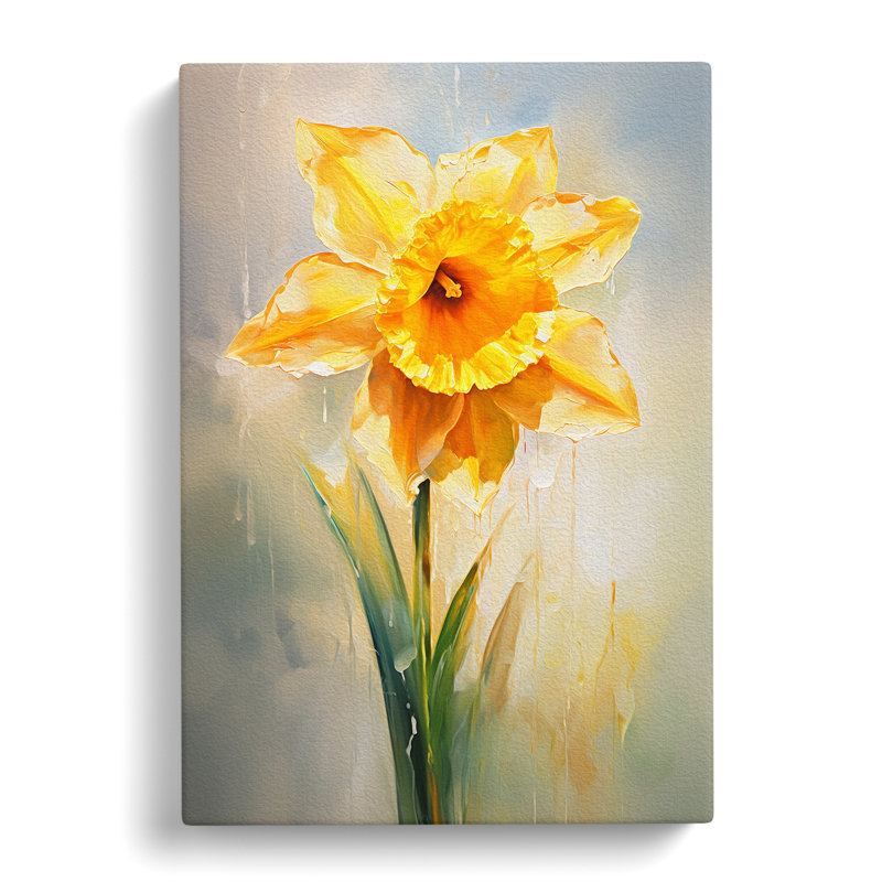 Daffodil Flower Impressionism - Wrapped Canvas Print, 60cm H x 40cm W x 3cm D