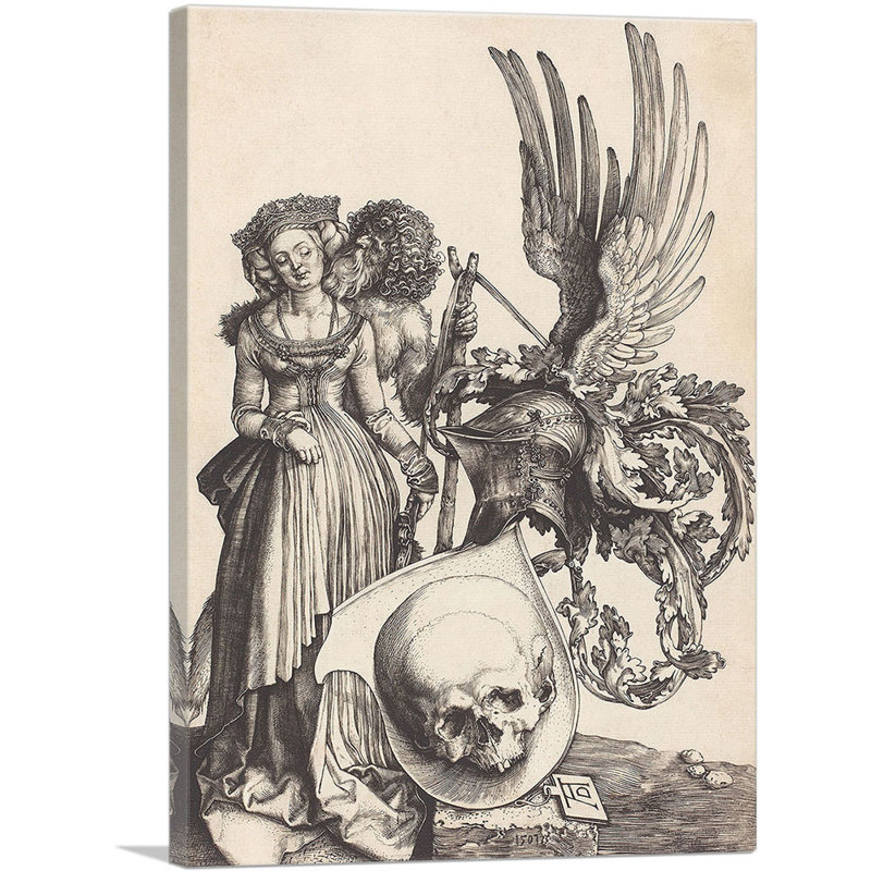 «Armoiries avec crâne 1503» par Albrecht Dürer - reproduction d'art sur toile tendue, H 18 po x l 12 po x P 0,75 po