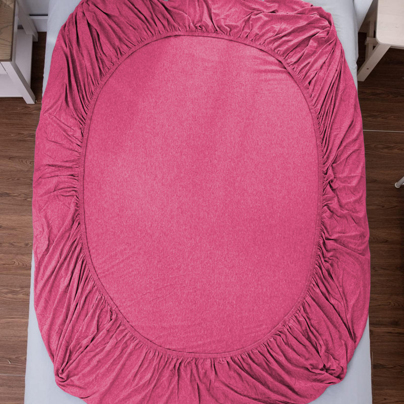 Jersey Knit Fitted Sheet, Double (4'6), Pink