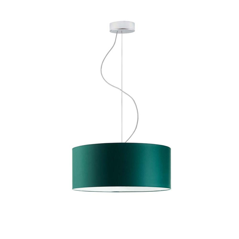 Aubryelle 3 - Light Drum Pendant, 120cm H x 40cm W x 40cm D, Chrome, Bottle Green
