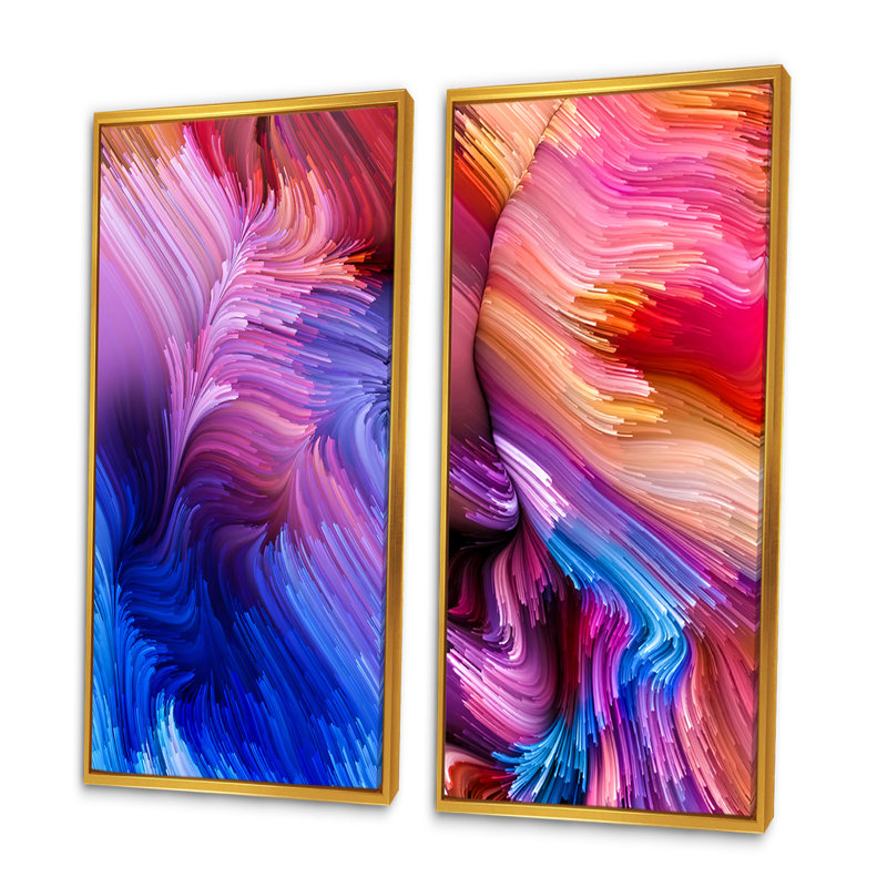Ensemble de 2 reproductions d'art sur toile - Elegance of liquide Art X III, H 20 po x l 24 po x P 1 po, Cadre flottant doré