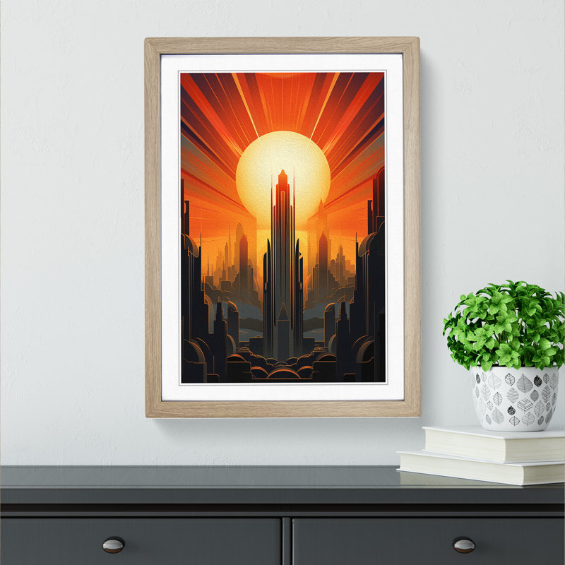 Single Picture Frame Print on Wood, 46cm H x 34cm W, Oak Framed