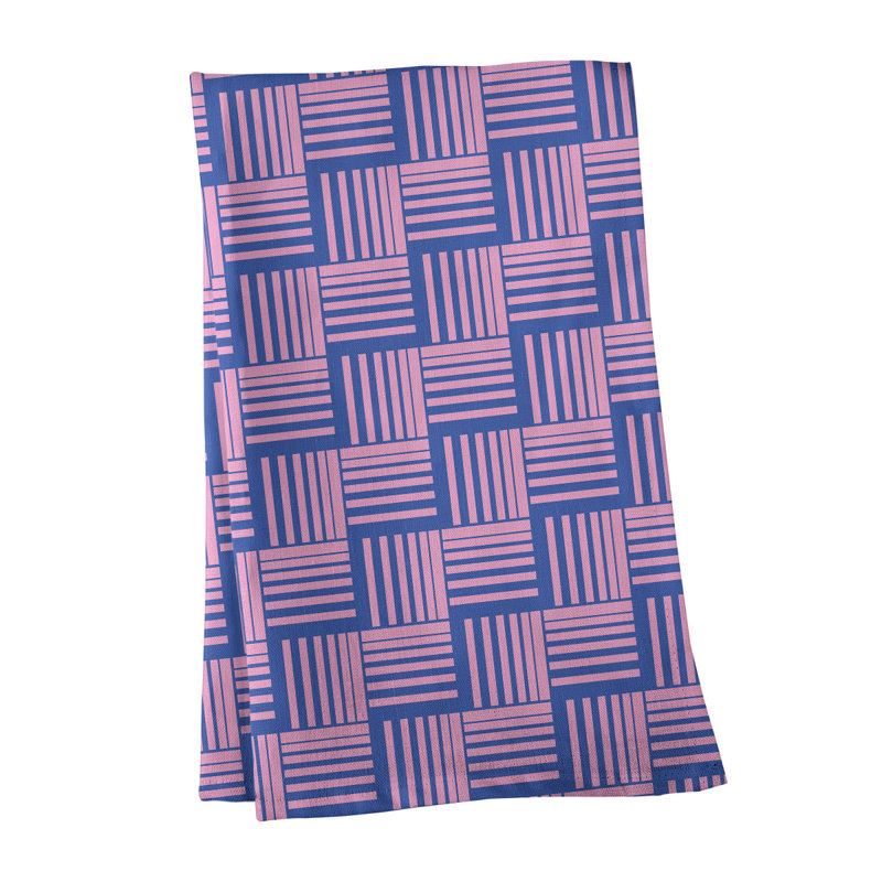 Jaya Tea Towel Kitchen Towel, Blue Lotus/Pink, Poly Twill
