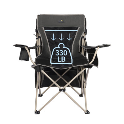 Chaise de camping avec auvent avec abat-jour de camping - Chaise de patio pliante pour l'extérieur - Comprend un pare-soleil rétractable, un porte-gobelet et des poches latérales (bleu marine)
