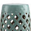 Tabouret de jardin 13 po x 18 po en céramique avec motif en treillis tissé et table de bout décorative en matériaux résistants émaillés, bleu antique-1079303000