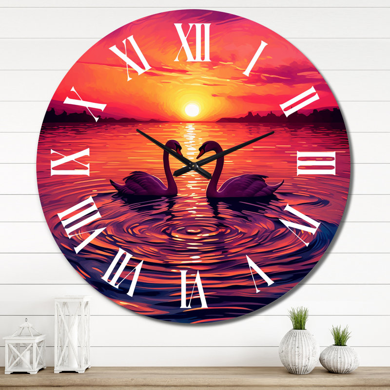 Horloge murale Swans In Love, Très grand