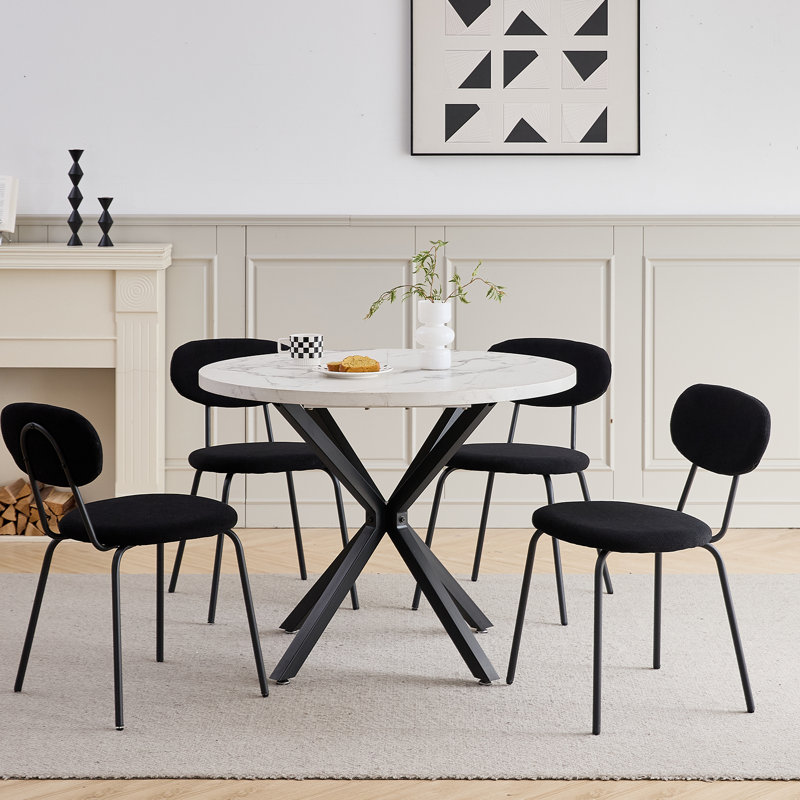 Cotton Blend Upholstered Metal Stacking Accent, Black, 6