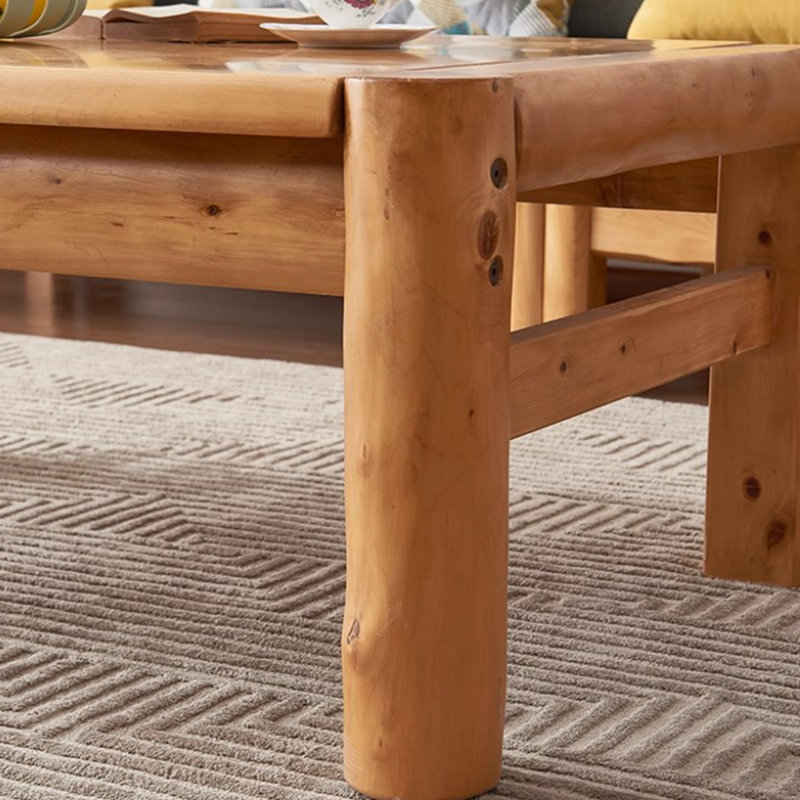 Table basse minimaliste en bois massif de style primitif