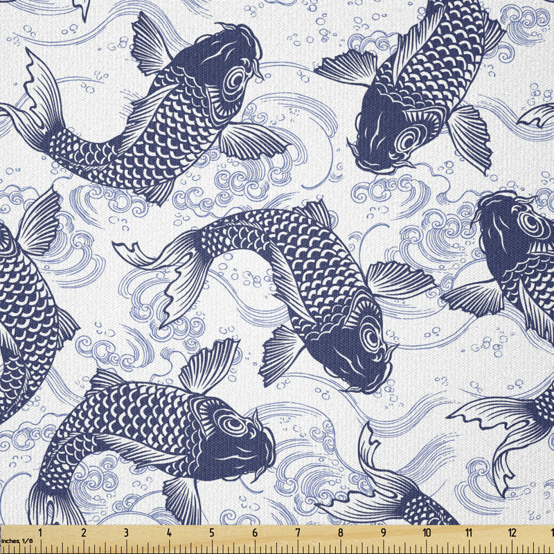 Derlene Japanese Carp Koi Wave Multi-Purpose Fabric