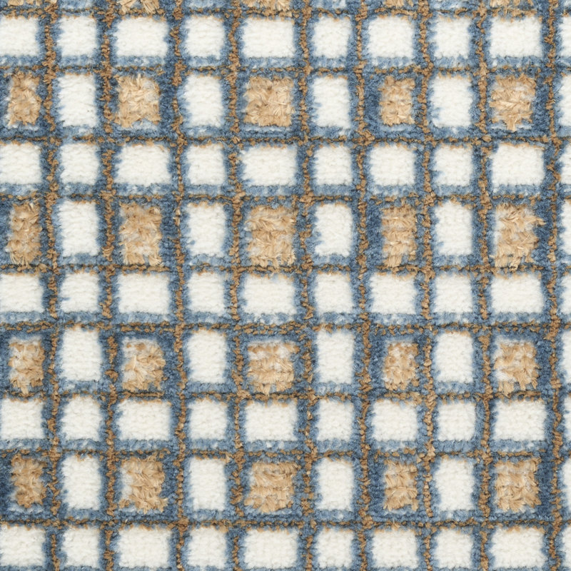 Tapis d'intérieur moderne multicolore Rassow, Rectangulaire 8 pi x 10 pi, Bleu