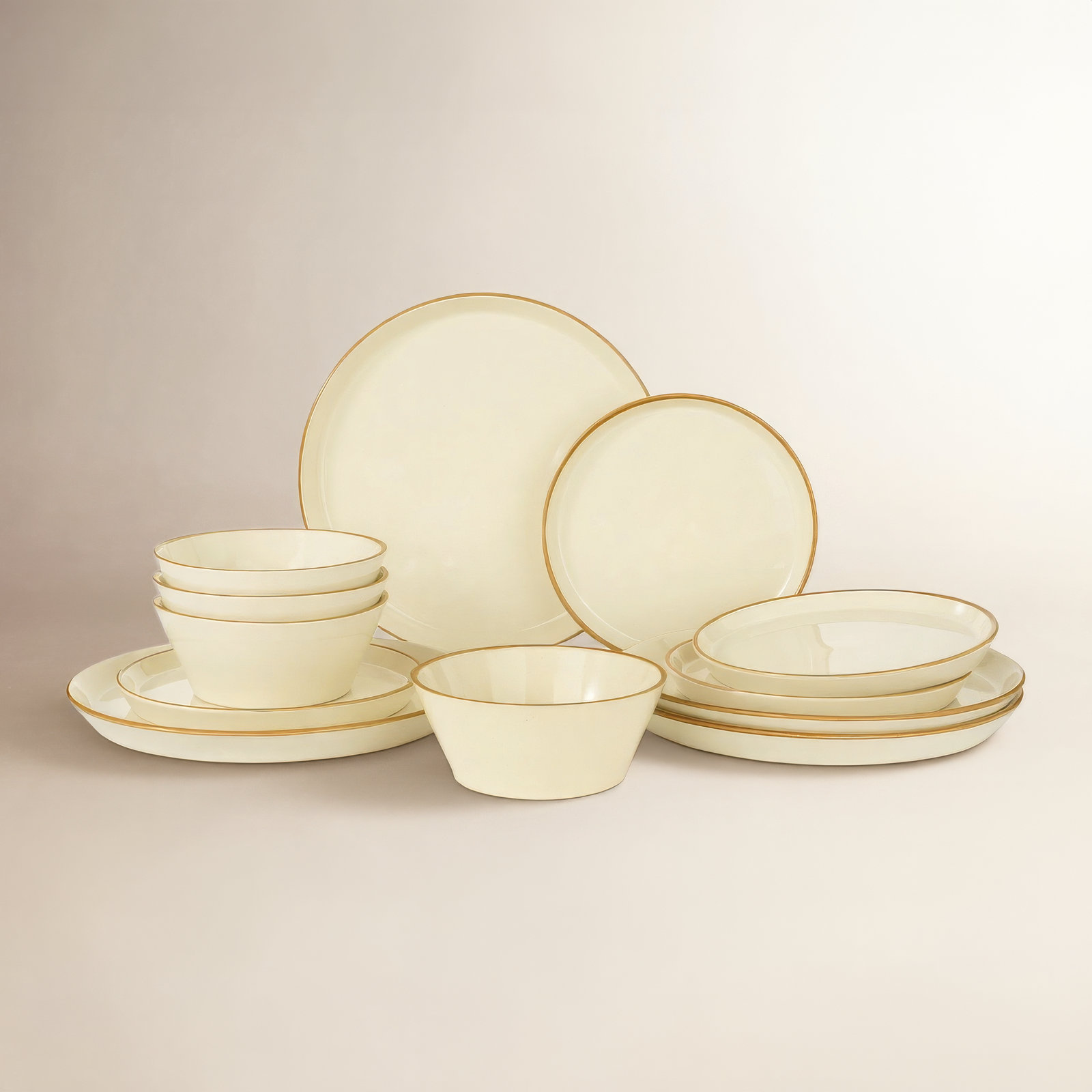 Stoneware Dinnerware Set, Vanilla White