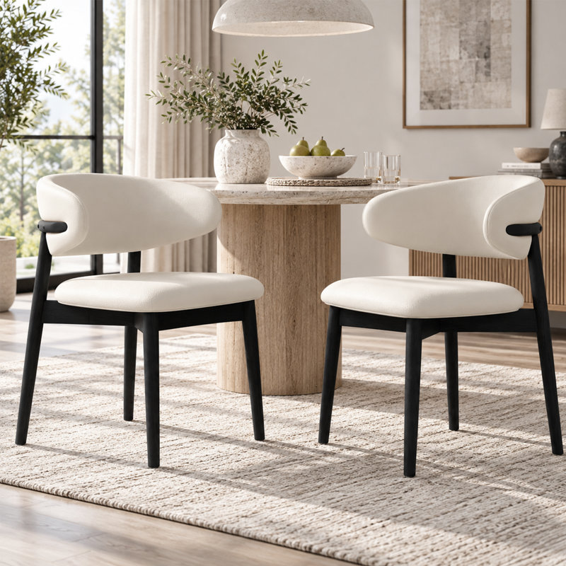 Ensemble de 2 chaises de salle à manger de style Mid-Century avec pieds en bois