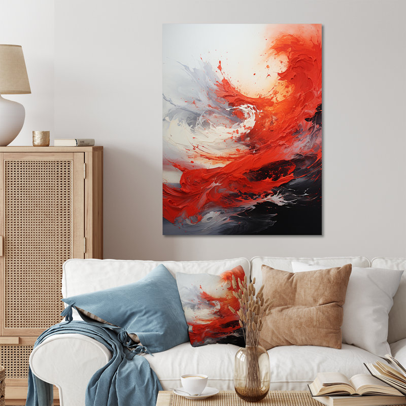 «Red and White Chaos Unleashed III - Abstract Collages», art mural en métal, H 32 po x l 24 po x P 1 po