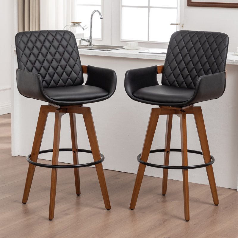 Tabourets de comptoir pivotants modernes rembourrés, Noir, Tabouret de comptoir (siège d'une hauteur de 26,5