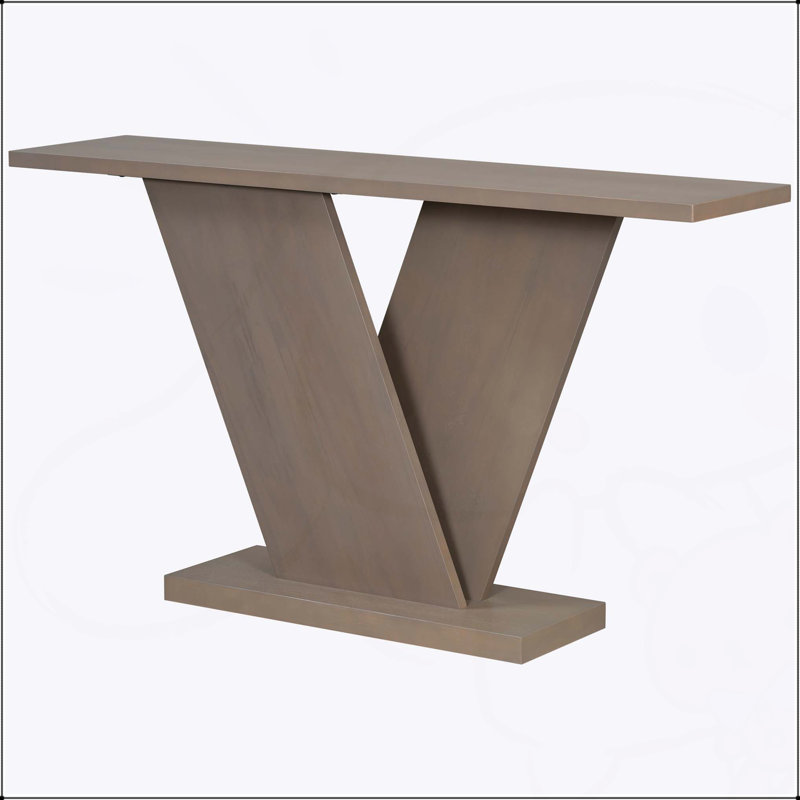 Console Mirod avec placage en bois naturel, conception à base en V pour une polyvalence classique, parfaite pour exposer et organiser dans n'importe quel espace de vie