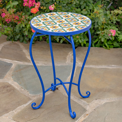 "Nantucket" 22in Tall Mosaic Pedestal Plant Stand