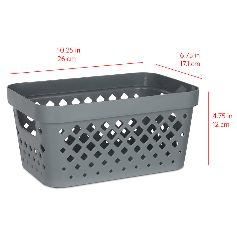 Ensemble de 6 paniers de rangement Glad Diamond, Gris, 4 pte