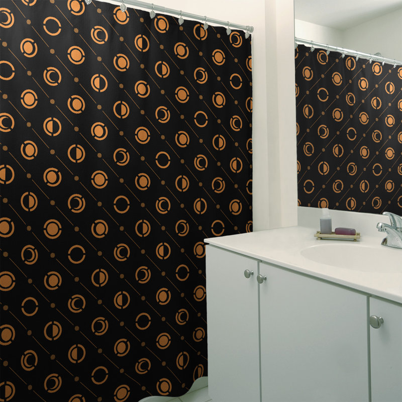 Rideau de douche à phases simples classic moon Noira Gothard, Noir / Orange