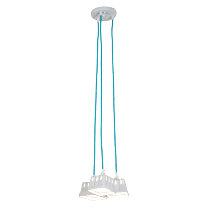 3 - Light Pendant, Turquoise/White