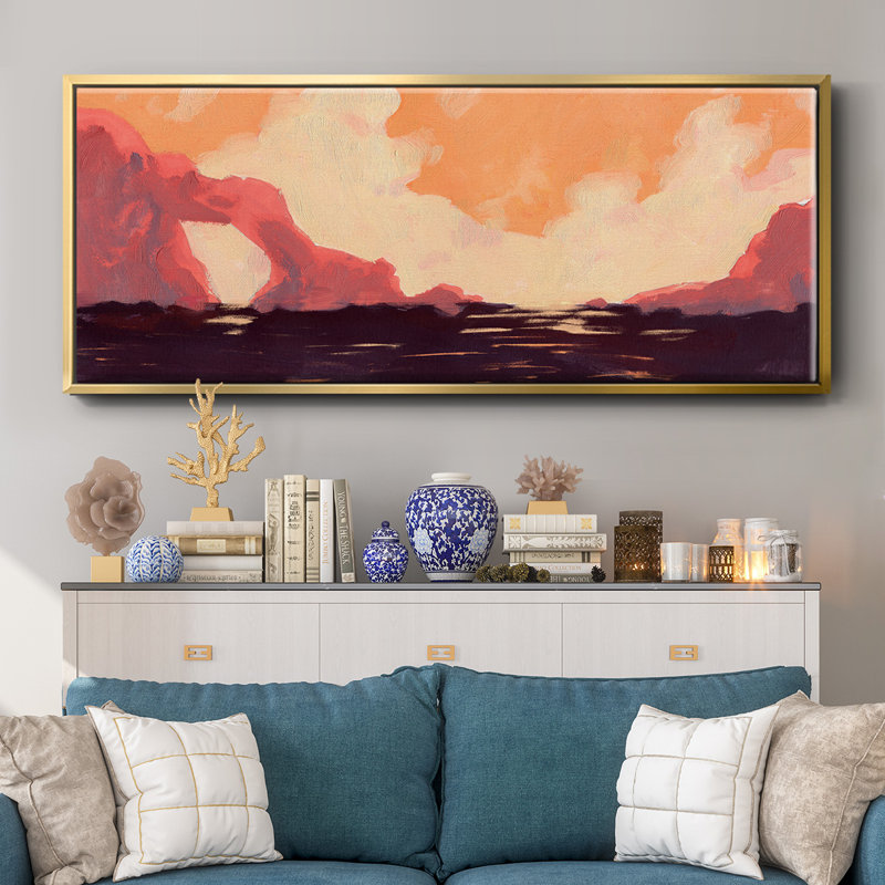 Pink Rock Coast I- Framed Canvas, 24" H x 60" W