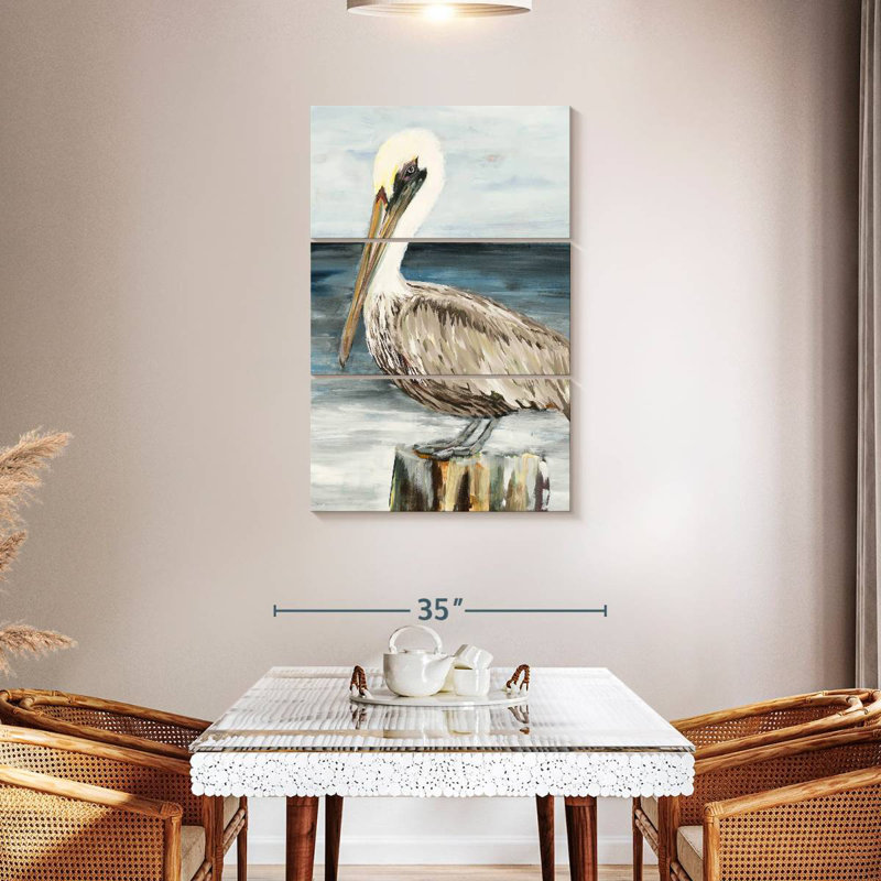 Brampt Muted Perched Pelican, 45" H x 28" W