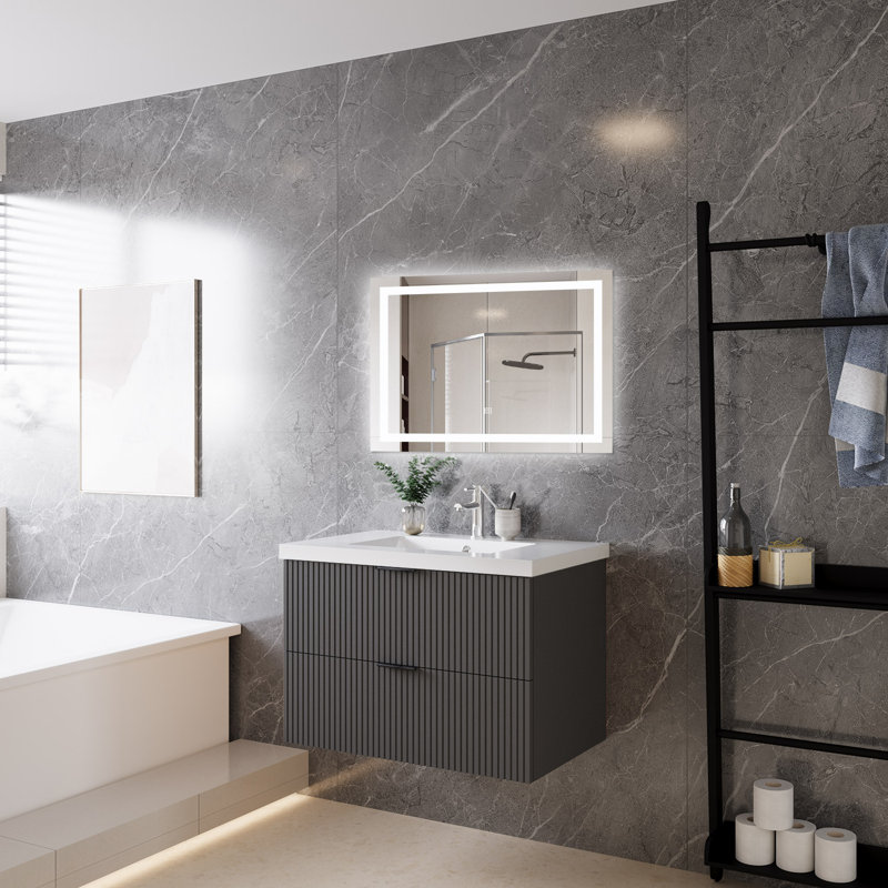 790mm Single Bathroom Vanity with Integrated Resin Basin