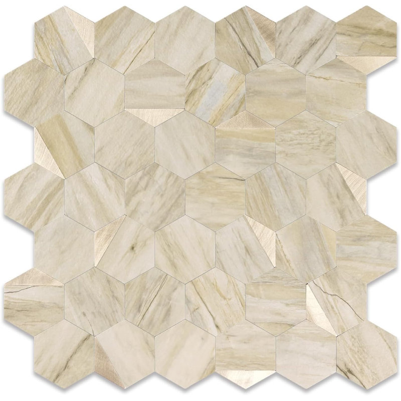 10-Sheet Heavy-Duty Hexagon Peel and Stick Backsplash