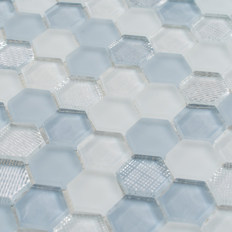 1.2" x 1.2" Glass Honeycomb Mosaic Wall & Floor Tile, Ice