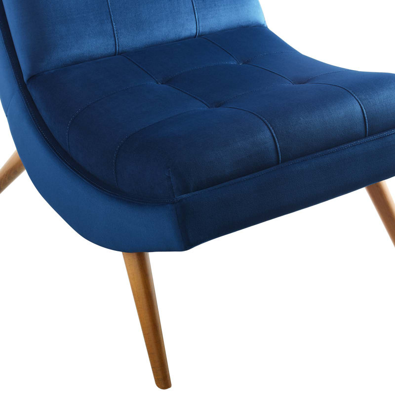 Navy Velvet Tufted Lounge Chair and Ottoman Set