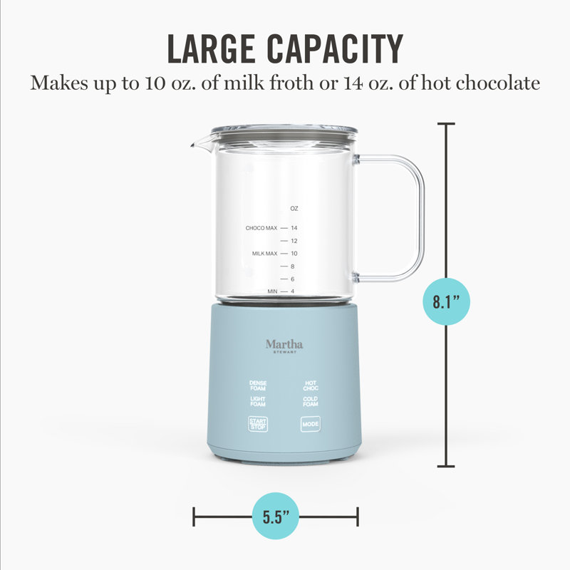 Martha Stewart 4-in-1 Milk Frother, Linen, Ciel