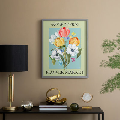 New York Flower Market Framed Print - Solid Wood