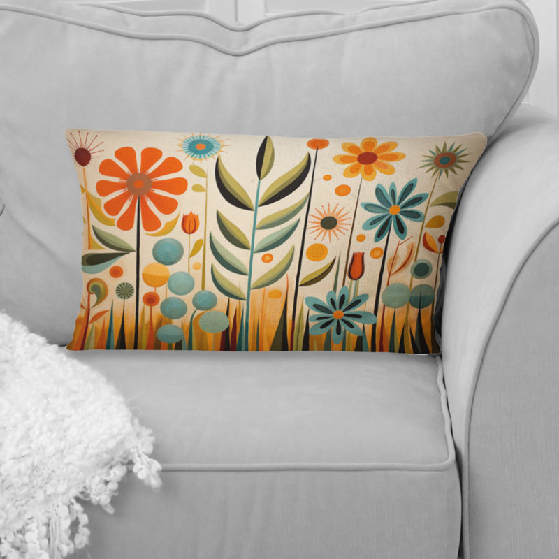 Red Mid Century Mod Nature - Abstract Midcentury Printed Throw Pillow