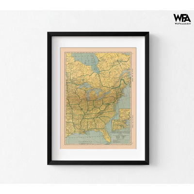 North America East États-Unis Canada, East Coast affiche impression carte, atlas nord-américain, art mural, chambre d'invité, reproduction d'art