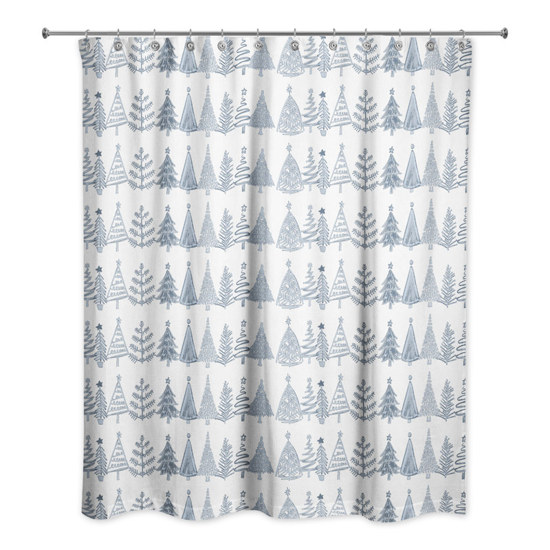 Rideau de douche à motif d'arbre bleu