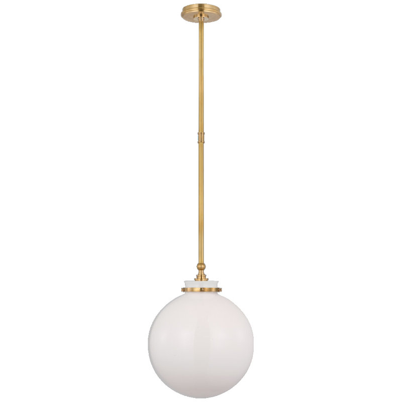 Parkington 1 - Light Pendant, Antique-Burnished Brass, 17.75" H x 14" W x 14" D, White Glass