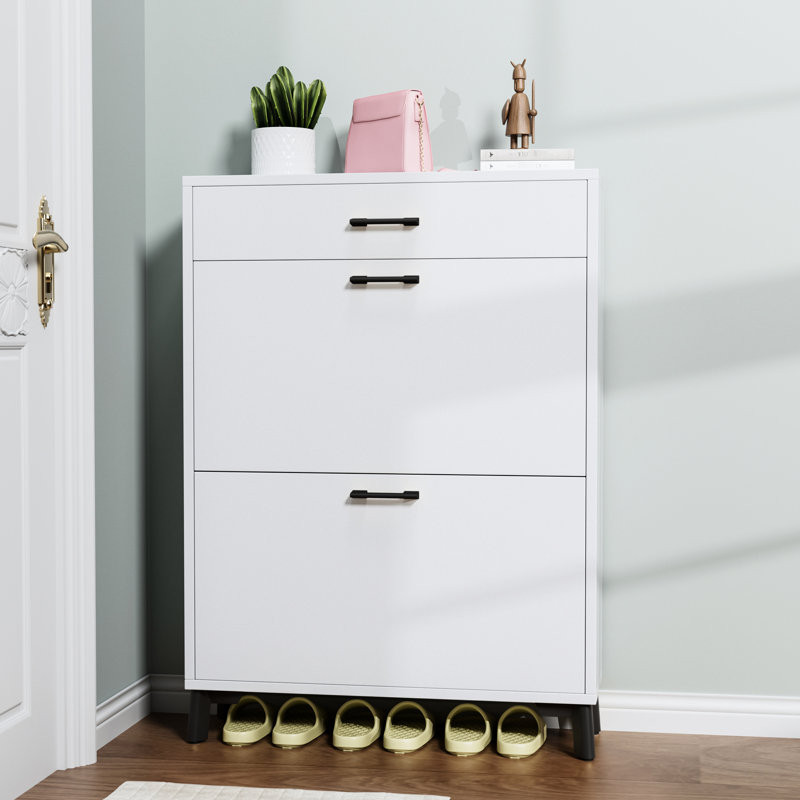 Rangement à chaussures pour vestibule - Rouge, 2 tiroirs rabattables, Armoire à tiroirs rouges peu encombrante, Saving,
