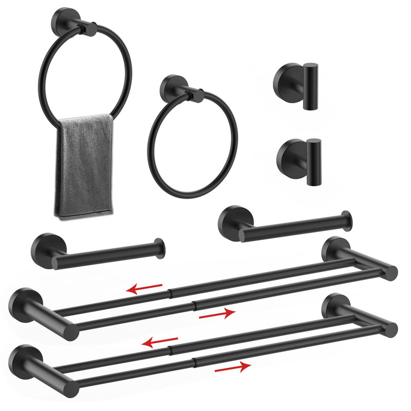 8 - Piece Bathroom Hardware Set, Matte Black