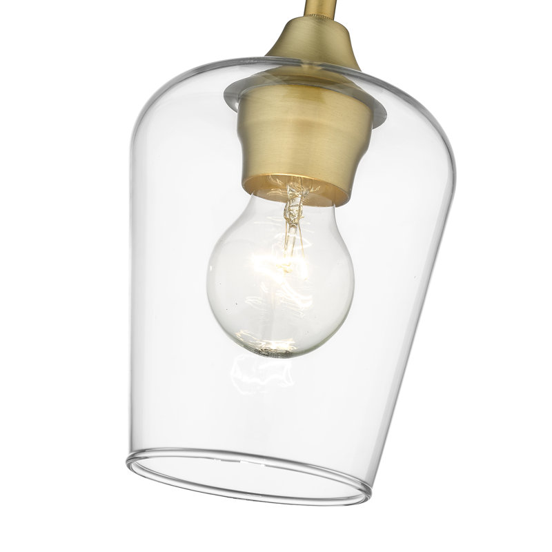 Luminaire suspendu en verre Dahlya, Laiton vieilli, H 7,5 po x l 5,5 po x P 5,5 po