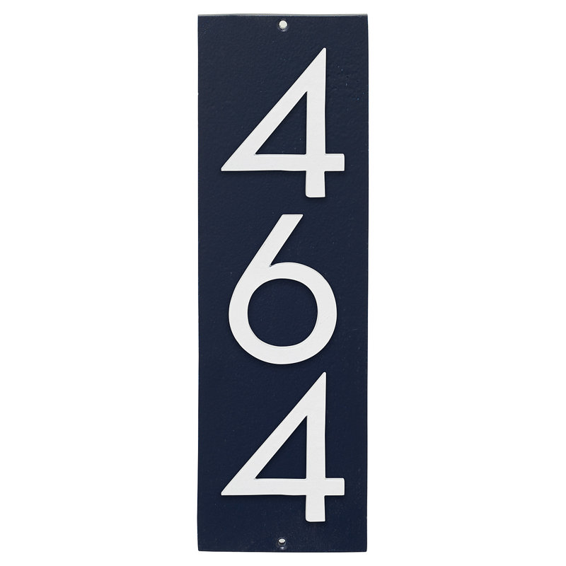 Plaque d’adresse murale flottante linéaire, Bleu marine, Blanc, Oui