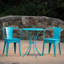 Ensemble de jardin 3 pièces en métal thermolaqué turquoise - Table et chaises en fer thermolaqué pour vos loisirs à l'extérieur dans votre jardin