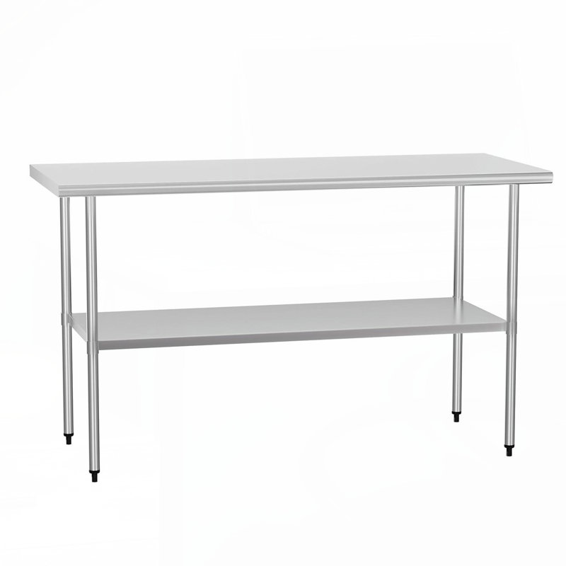 Table de préparation en acier inoxydable 24 po x 60 po avec tablette réglable en dessous, table en acier inoxydable pour cuisine commerciale, extérieur, restaurant, hôtel et garage