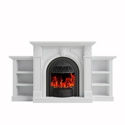 80" W Electric Fireplace Tv Stand With Mantel - Media Console For 90" Tvs, Farmhouse Fireplace With Storage
