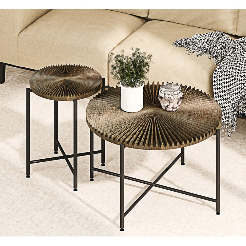 Ensemble de table basse et de bout, Noyer brun