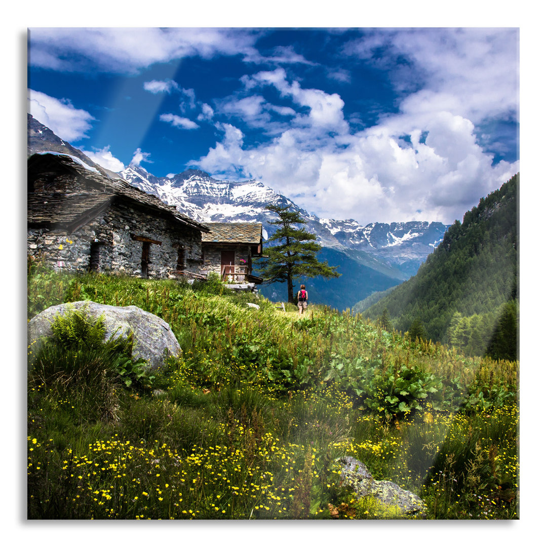 Glasbild Wunderschöne Berghütte