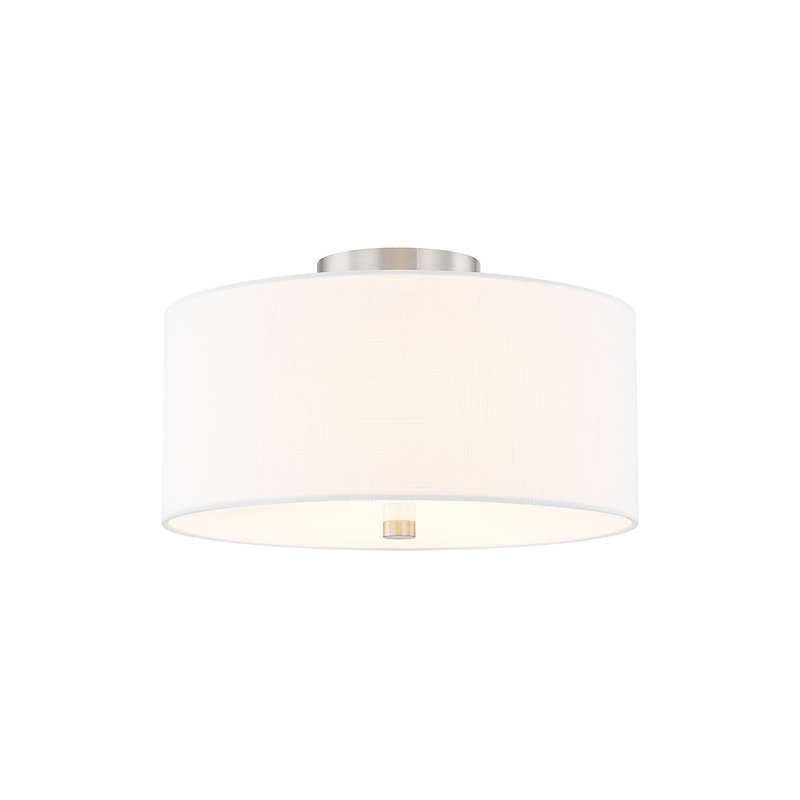 Textile - Demi-chasse cylindrique classique - Abat-jour en tissu de lin - 14 po, Crème