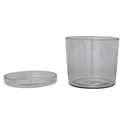 Large Hand-Blown Glass Planter With Drainage Hole And Saucer