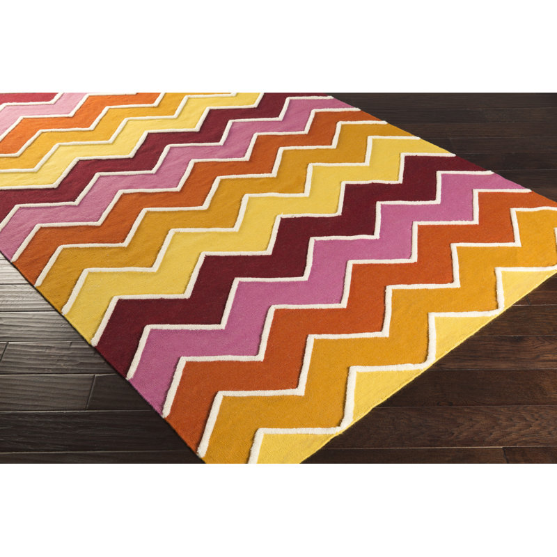 Queener Chevron Flatweave Wool Rug, Rectangle 8' x 11'