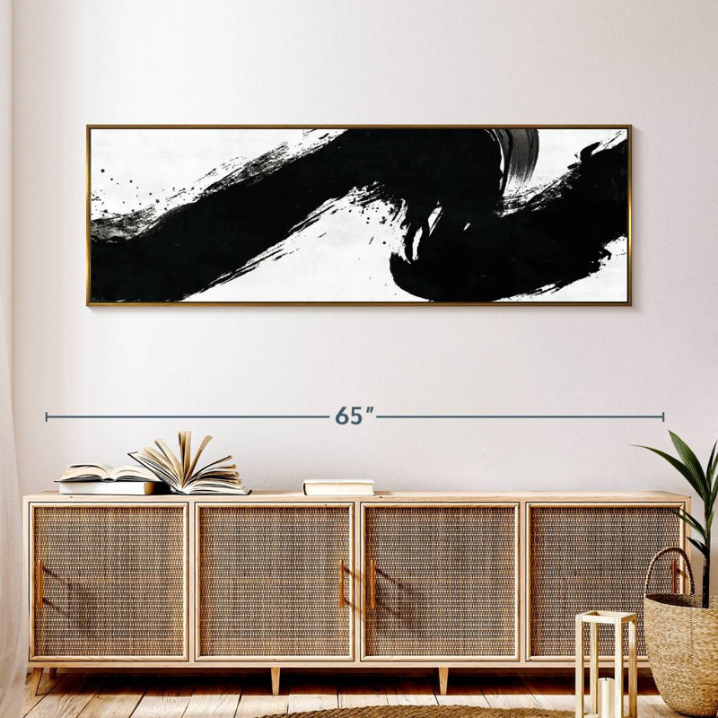 Coup abstrait, Cadre flottant doré, 57 po x 19 po